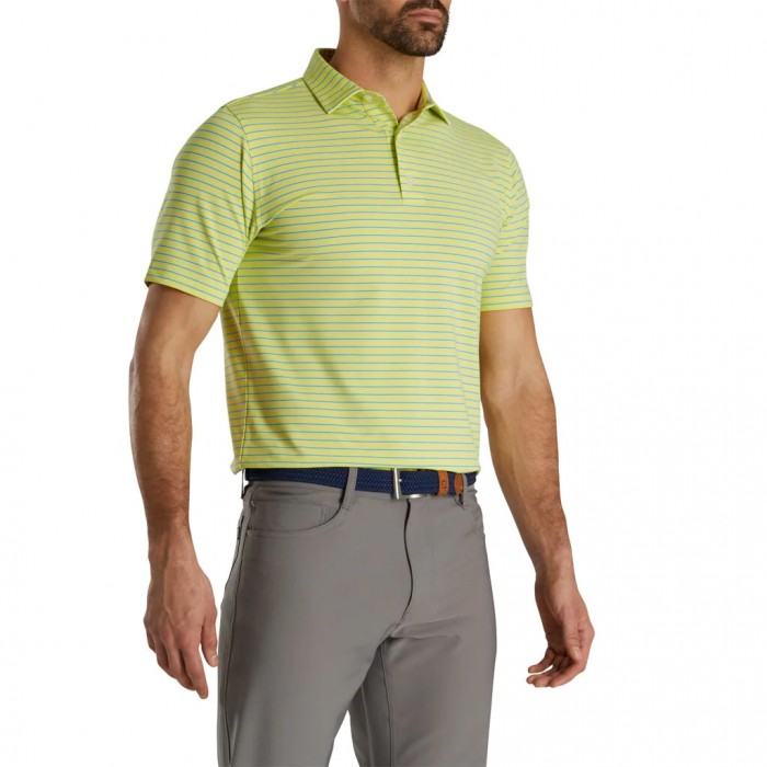 Camisas Footjoy Atléticos Fit Classic Stripe Self Collar Hombre Amarillos Azules | MX-069143L