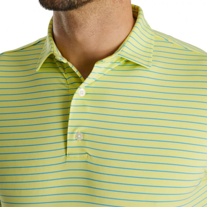 Camisas Footjoy Atléticos Fit Classic Stripe Self Collar Hombre Amarillos Azules | MX-069143L