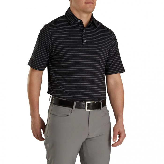 Camisas Footjoy Atléticos Fit Classic Stripe Self Collar Hombre Negros Grises | MX-960721A