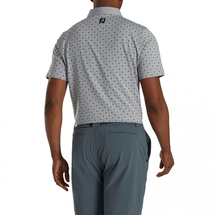 Camisas Footjoy Atléticos Fit Deco Print Self Collar Hombre Grises Negros | MX-235418K