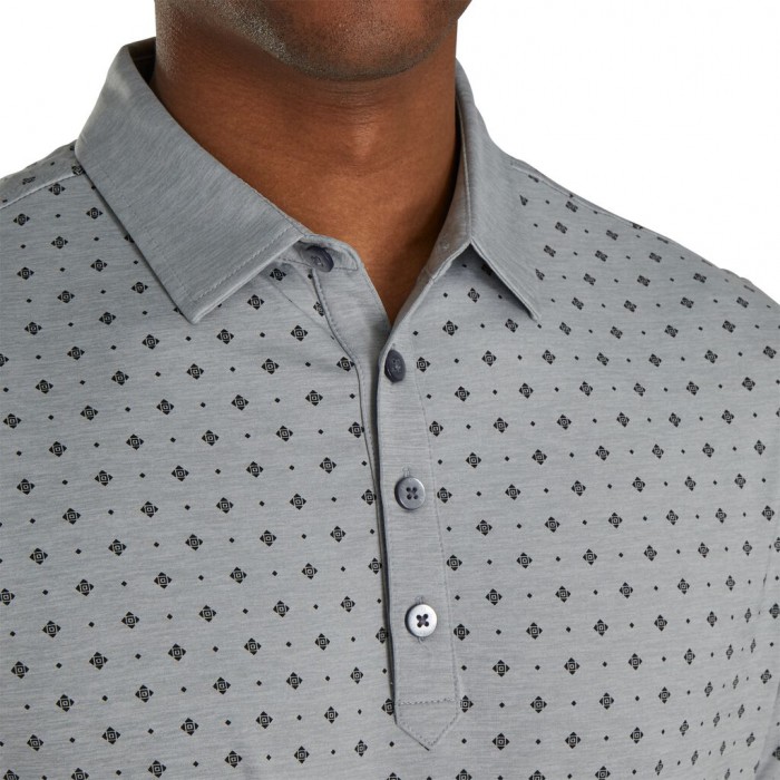 Camisas Footjoy Atléticos Fit Deco Print Self Collar Hombre Grises Negros | MX-235418K