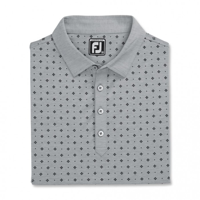 Camisas Footjoy Atléticos Fit Deco Print Self Collar Hombre Grises Negros | MX-235418K