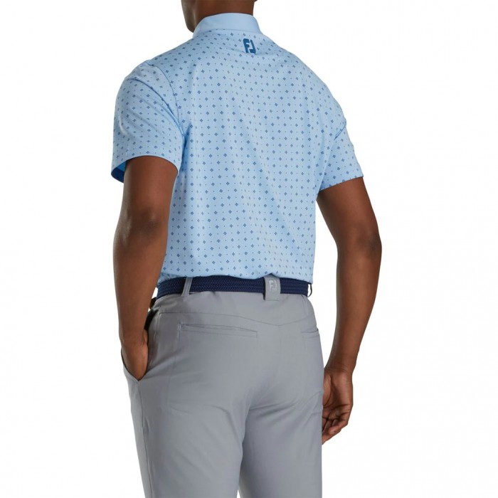 Camisas Footjoy Atléticos Fit Deco Print Self Collar Hombre Azules Claro Azul Marino | MX-612870N