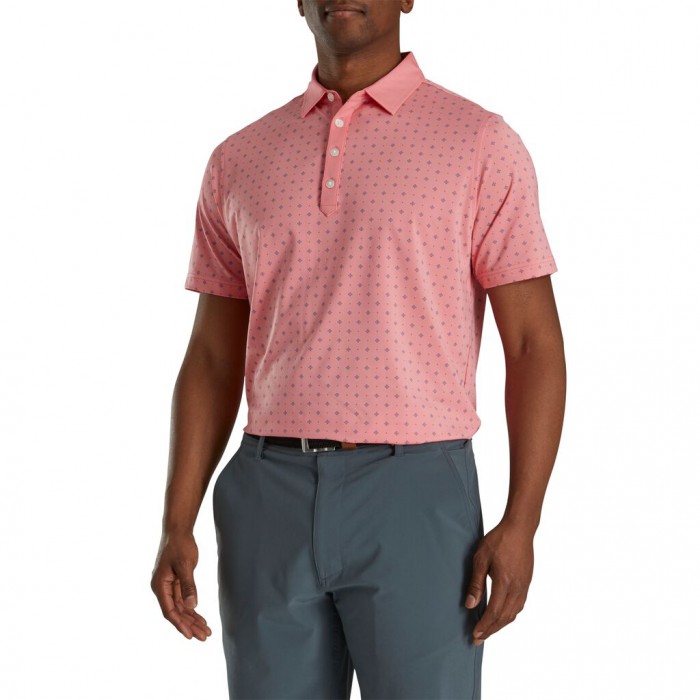 Camisas Footjoy Atléticos Fit Deco Print Self Collar Hombre Coral Rosas | MX-694218L