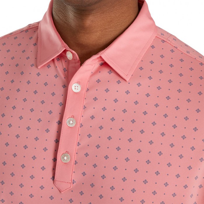 Camisas Footjoy Atléticos Fit Deco Print Self Collar Hombre Coral Rosas | MX-694218L