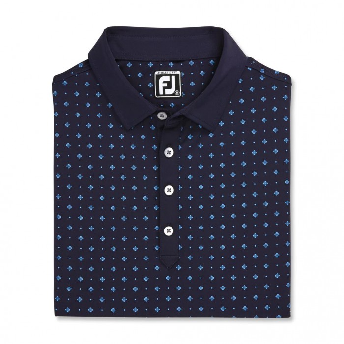 Camisas Footjoy Atléticos Fit Deco Print Self Collar Hombre Azul Marino | MX-813690C