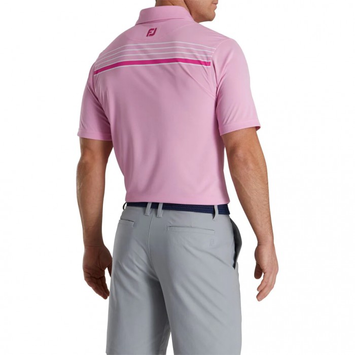 Camisas Footjoy Checker Jacquard Chest Stripe Self Collar Hombre Rosas Blancos | MX-254361E