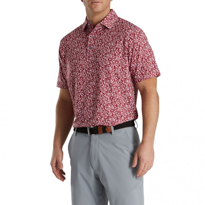 Camisas Footjoy Floral Vines Lisle Print Self Collar Hombre Blancos Grises | MX-952768L