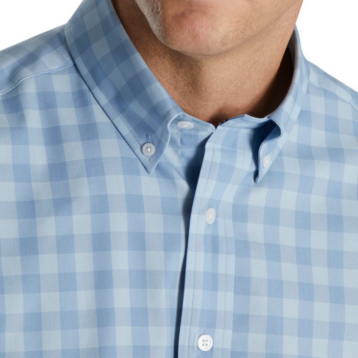 Camisas Footjoy Gingham Stretch Algodon Hombre Mist / Wedgewood | MX-295384W