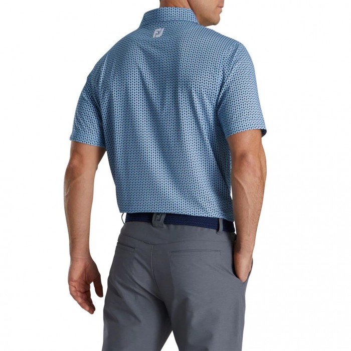 Camisas Footjoy Loop Print Lisle Self Collar Hombre Negros Azules Blancos | MX-219748W