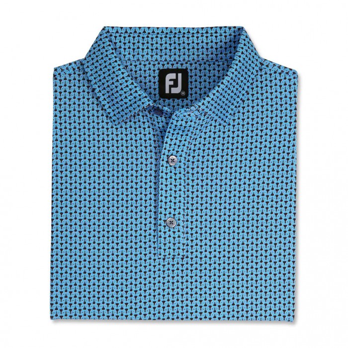 Camisas Footjoy Loop Print Lisle Self Collar Hombre Negros Azules Blancos | MX-219748W