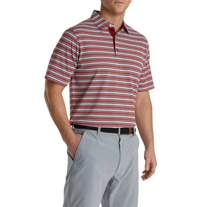 Camisas Footjoy Multi-Stripe Stretch Pique Self Collar Hombre Grises Blancos | MX-076815E