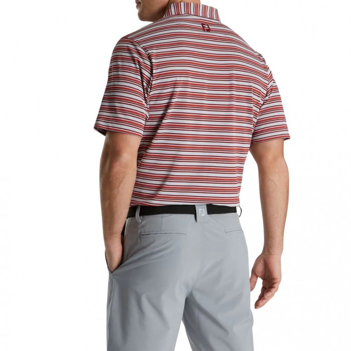 Camisas Footjoy Multi-Stripe Stretch Pique Self Collar Hombre Grises Blancos | MX-076815E