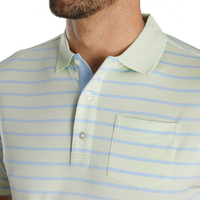 Camisas Footjoy Nautical Stripe Lisle Self Collar Hombre Verde Menta | MX-061972E