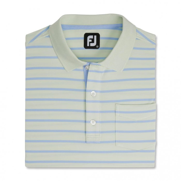 Camisas Footjoy Nautical Stripe Lisle Self Collar Hombre Verde Menta | MX-061972E