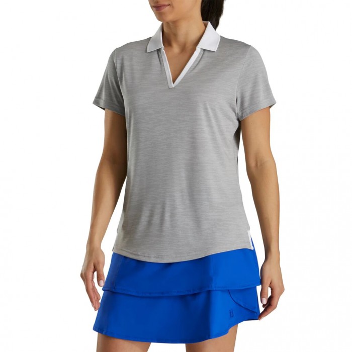 Camisas Footjoy Open Placket Space Dye Mujer Grises Blancos | MX-429831D