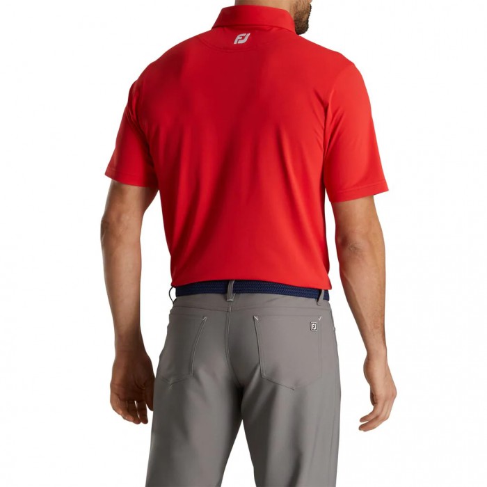 Camisas Footjoy Performance Stretch Pique Solid Self Collar Hombre Rojos | MX-278394Z