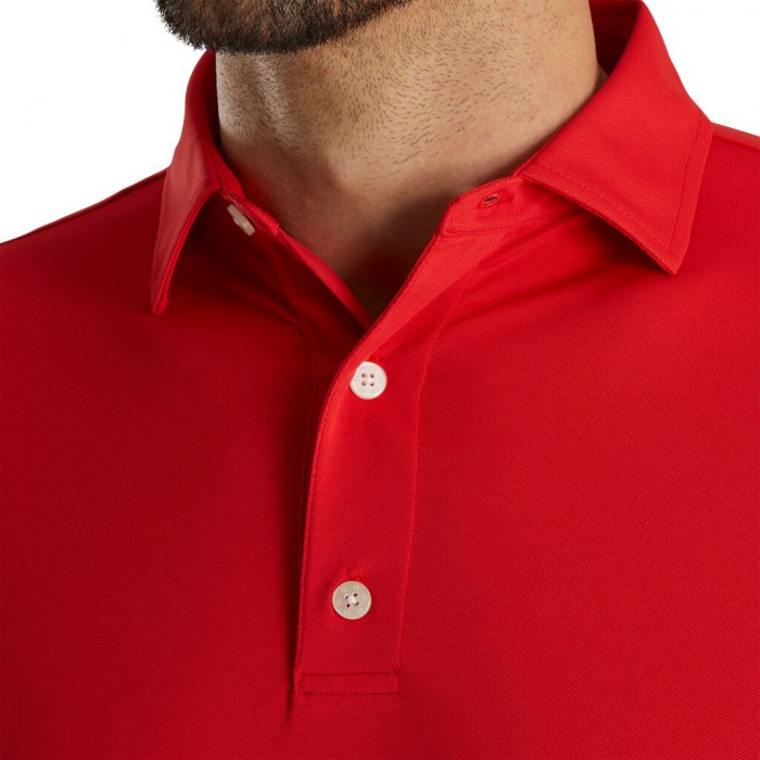 Camisas Footjoy Performance Stretch Pique Solid Self Collar Hombre Rojos | MX-278394Z