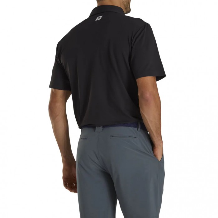 Camisas Footjoy Performance Stretch Pique Solid Self Collar Hombre Negros | MX-320198M