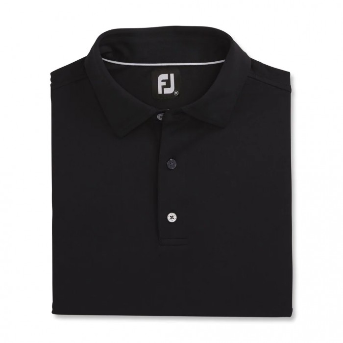 Camisas Footjoy Performance Stretch Pique Solid Self Collar Hombre Negros | MX-320198M