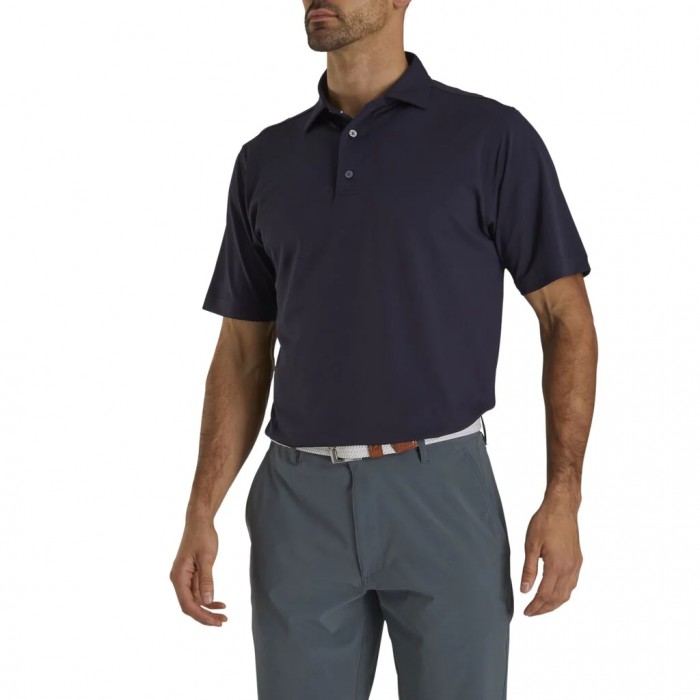 Camisas Footjoy Performance Stretch Pique Solid Self Collar Hombre Azul Marino | MX-609841G