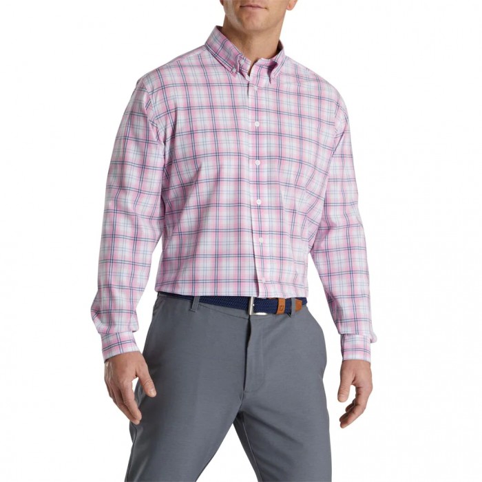 Camisas Footjoy Performance Tartan Plaid Hombre Rosas | MX-235907D