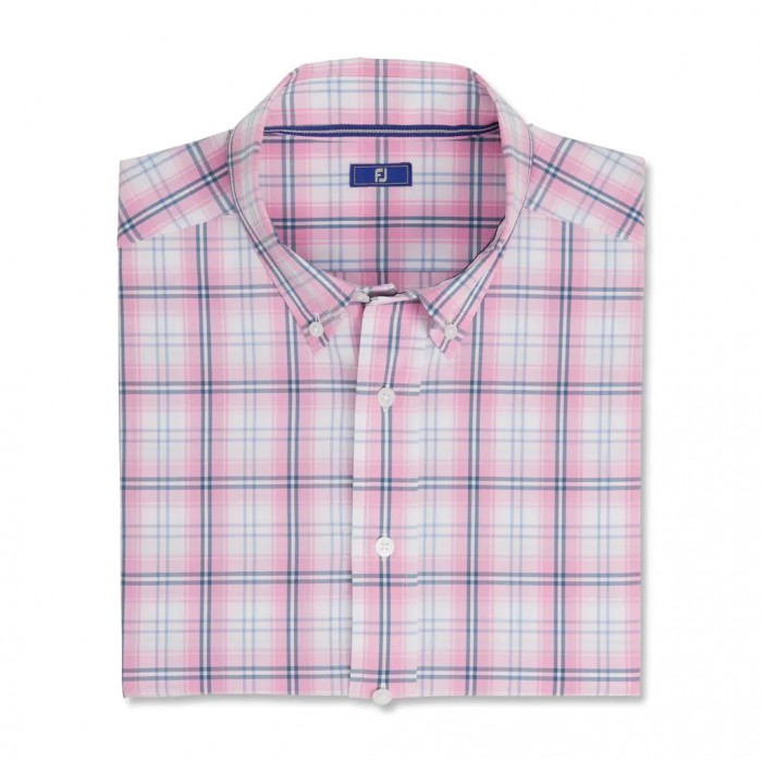 Camisas Footjoy Performance Tartan Plaid Hombre Rosas | MX-235907D