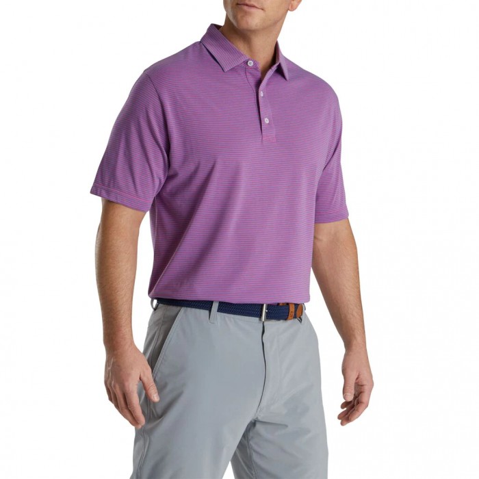 Camisas Footjoy Pinstripe Jersey Hombre Cornflower / Berry | MX-267984U