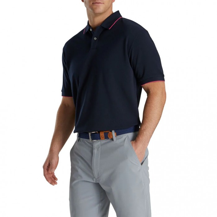 Camisas Footjoy Pique Tipped Polo Hombre Azul Marino | MX-192608J