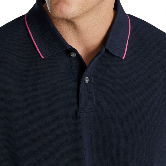 Camisas Footjoy Pique Tipped Polo Hombre Azul Marino | MX-192608J