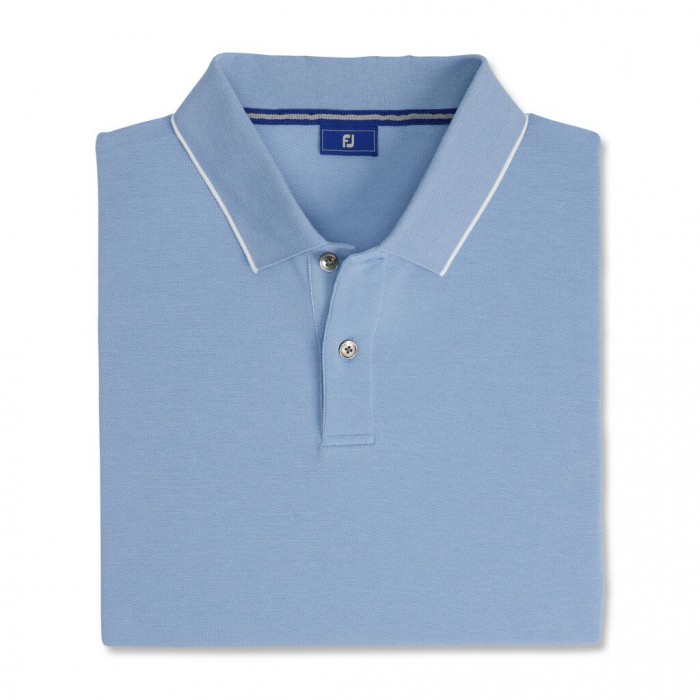 Camisas Footjoy Pique Tipped Polo Hombre Azules | MX-463715O