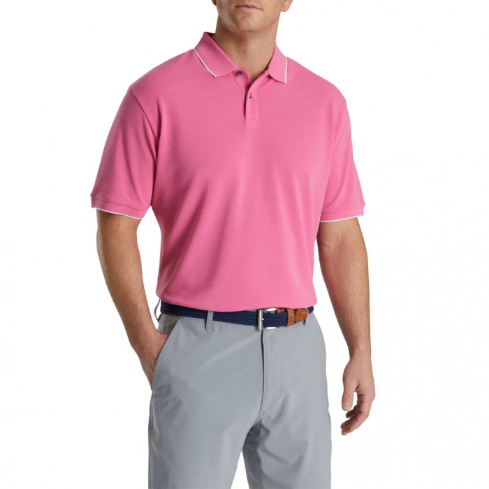 Camisas Footjoy Pique Tipped Polo Hombre Rosas | MX-530861B