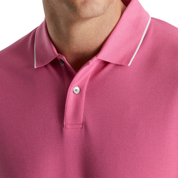 Camisas Footjoy Pique Tipped Polo Hombre Rosas | MX-530861B