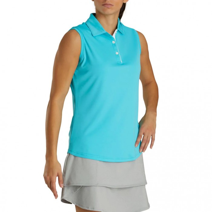 Camisas Footjoy ProDry Interlock Sin Manga Self Collar Mujer Aqua | MX-367845H