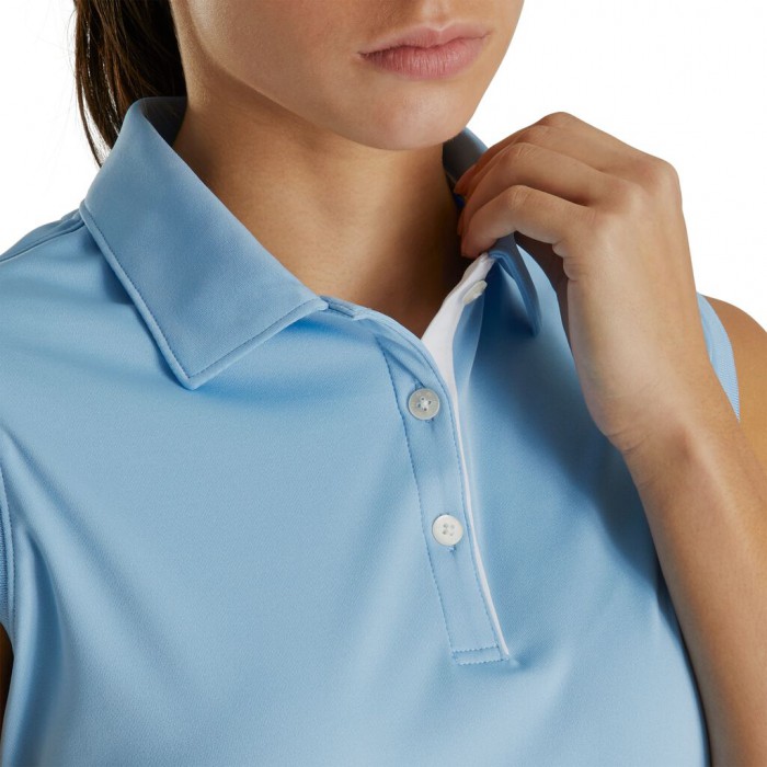 Camisas Footjoy ProDry Interlock Sin Manga Self Collar Mujer Azules Claro | MX-643751H