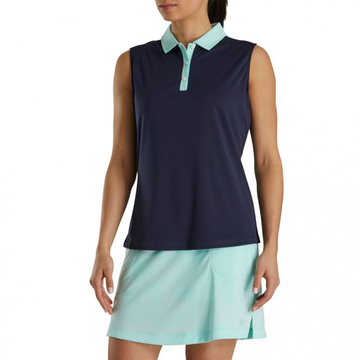 Camisas Footjoy Sin Manga Jacquard Back Mujer Azul Marino | MX-325189O