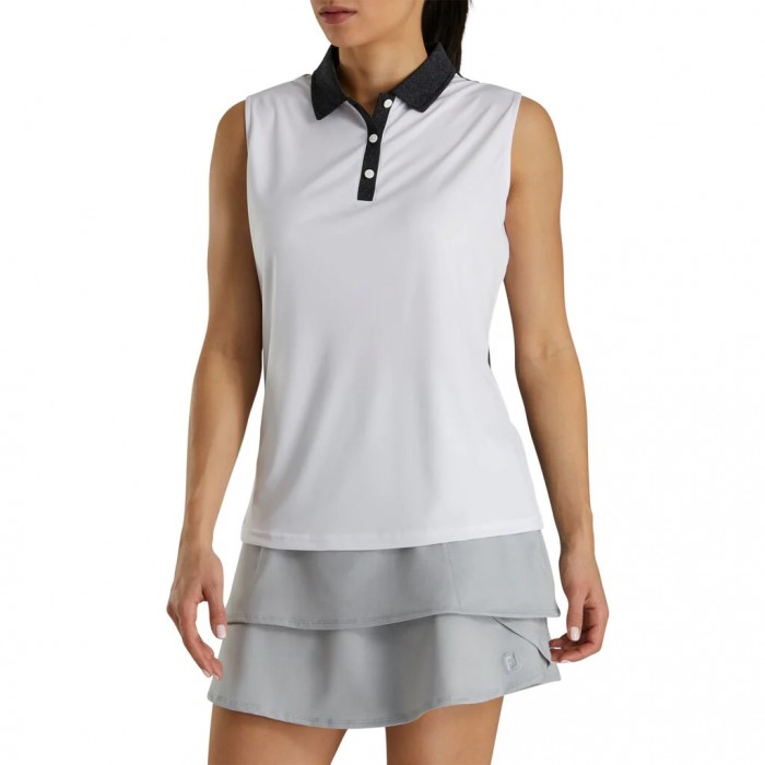 Camisas Footjoy Sin Manga Jacquard Back Mujer Blancos | MX-467391F