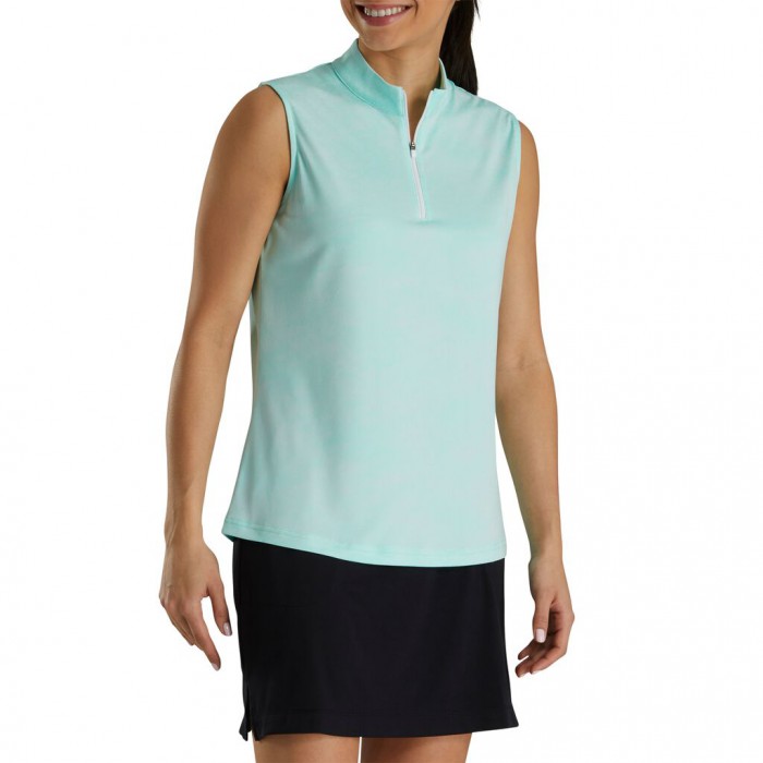 Camisas Footjoy Sin Manga Jacquard Mujer Aquamarine | MX-123579T