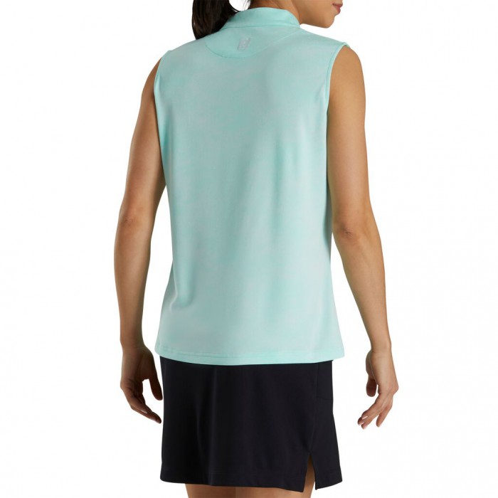 Camisas Footjoy Sin Manga Jacquard Mujer Aquamarine | MX-123579T