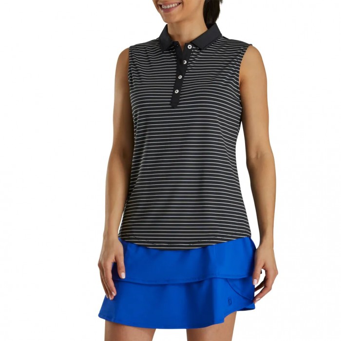 Camisas Footjoy Sin Manga Pinstripe Mujer Negros | MX-167502J