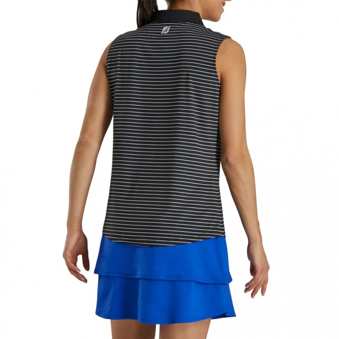 Camisas Footjoy Sin Manga Pinstripe Mujer Negros | MX-167502J