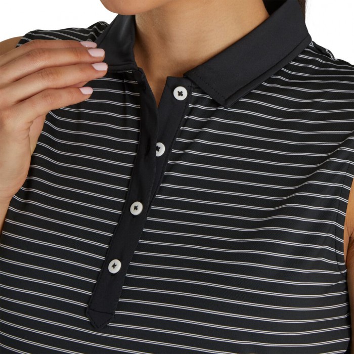 Camisas Footjoy Sin Manga Pinstripe Mujer Negros | MX-167502J