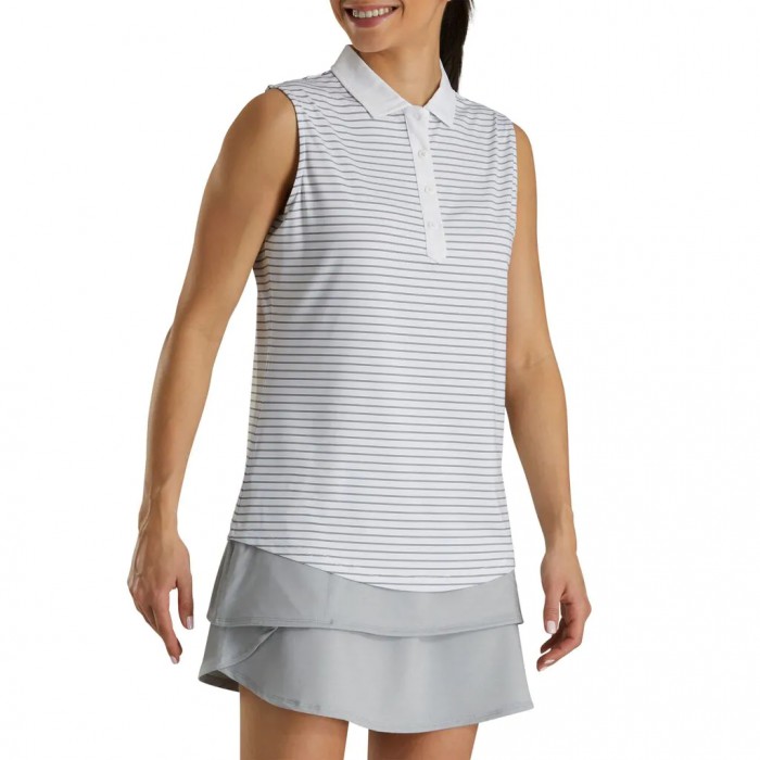 Camisas Footjoy Sin Manga Pinstripe Mujer Blancos | MX-640529L