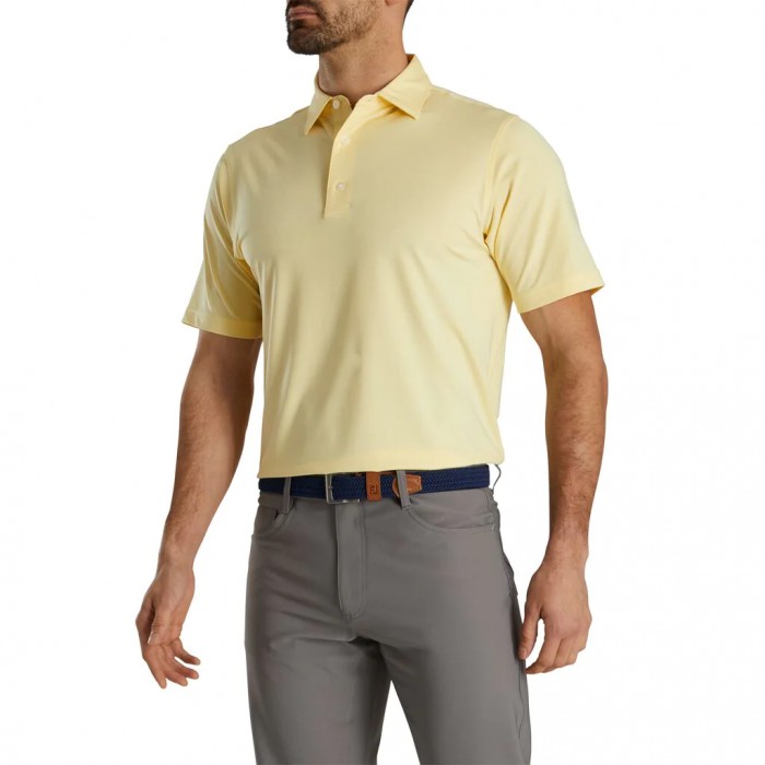 Camisas Footjoy Solid Lisle Self Collar Hombre Amarillos | MX-169027K