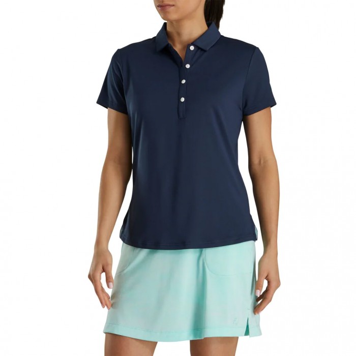 Camisas Footjoy Solid Lisle Self Collar Mujer Azul Marino | MX-213786J