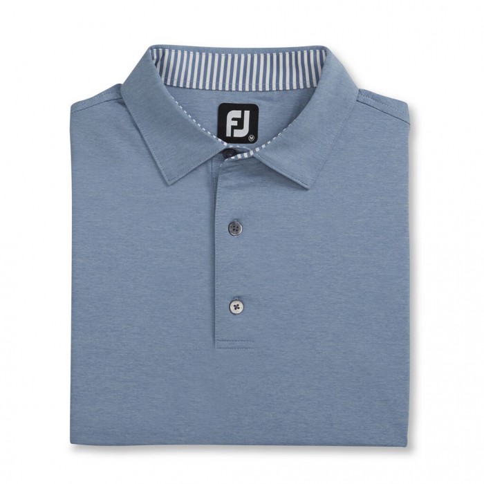 Camisas Footjoy Solid Lisle Self Collar Hombre Heather Blue-Grey | MX-361724Z