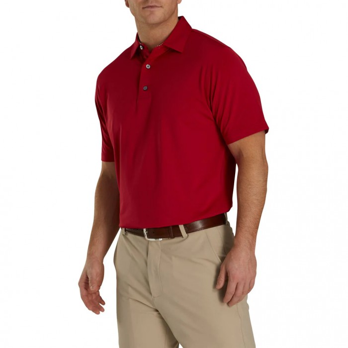 Camisas Footjoy Solid Lisle Self Collar Hombre Rojos Blancos | MX-381049S