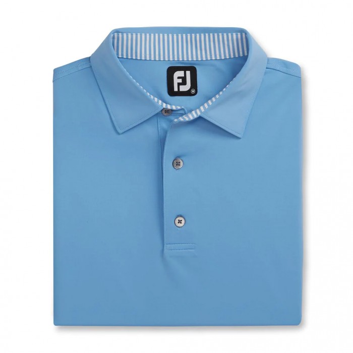 Camisas Footjoy Solid Lisle Self Collar Hombre Azules Claro Blancos | MX-613780D