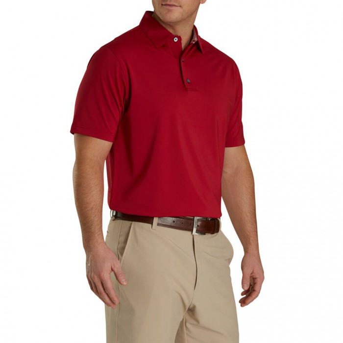 Camisas Footjoy Solid Lisle Self Collar Hombre Crimson | MX-681749D