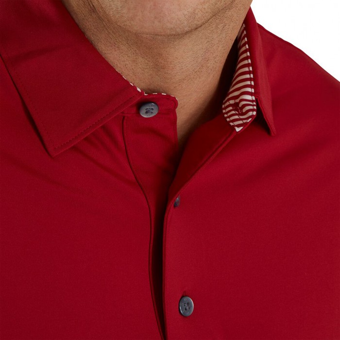 Camisas Footjoy Solid Lisle Self Collar Hombre Crimson | MX-681749D